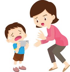 parent angry scold kid mobile phone addicted
