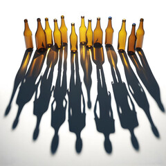 bottles were called together and reflected as a shadow to form the shape of a people