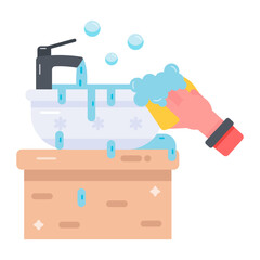 Customizable flat icon depicting cleaning basin 