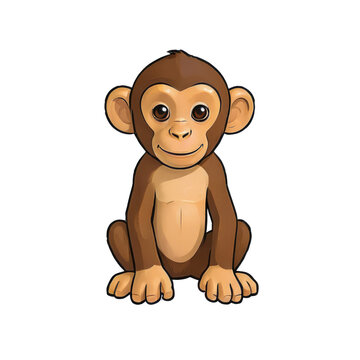 Monkey Hand Drawn Cartoon Style Illustration