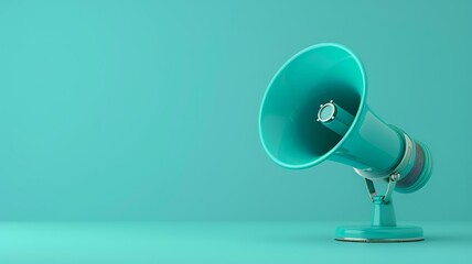 Teal megaphone on a matching background emphasizing clear and loud communication