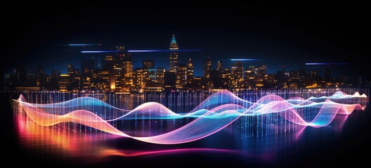 Fototapeta premium Picture a cityscape where buildings stand tall amidst a network of interconnected data, illustrating the smart infrastructure shaping the modern urban environment.
