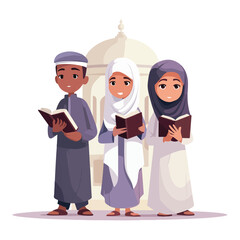Children attending special Eid prayers and learning