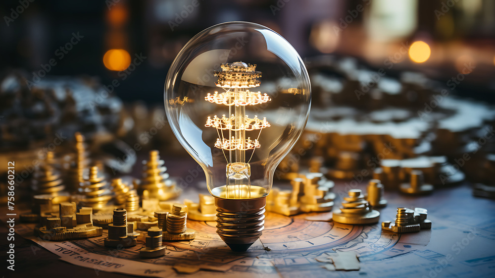 Poster a lightbulb surrounded by gears