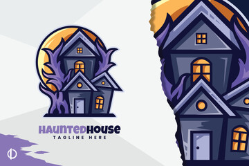 Modern Haunted house logo design, All elements in this template are fully editable, Vector design.