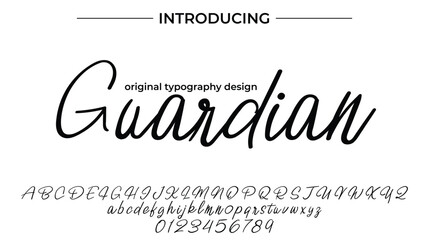 Guardian Font Stylish brush painted an uppercase vector letters, alphabet, typeface