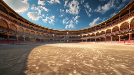 Foto op Aluminium Spanish bullring for traditional performance of bullfight Empty round bullfight arena in Spain. generative ai  © Malaika