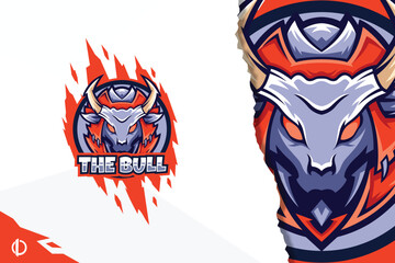Modern Bull logo design, Mascot & Esports Design, All elements in this template are fully editable, Vector design.