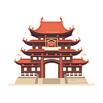 Chinese temple icon flat vector illustration isloated