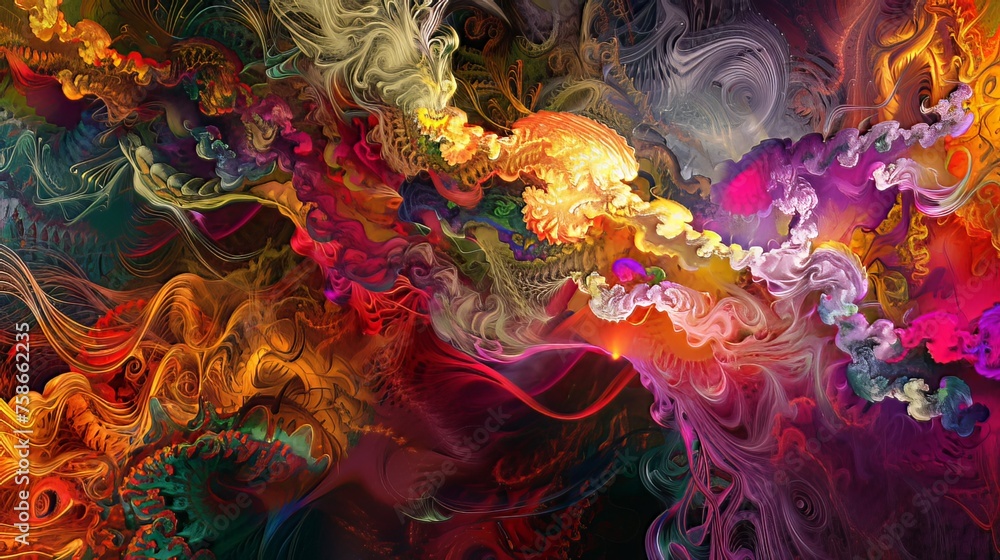 Poster Digital Artworks: Abstract or experimental visuals created using computer graphics and digital art techniques. 