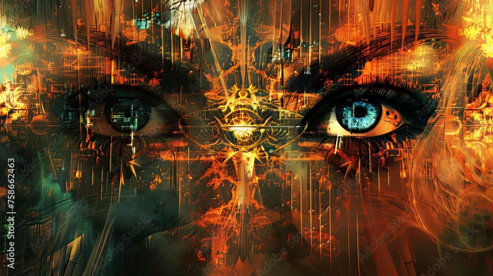 Poster Digital Artworks: Abstract or experimental visuals created using computer graphics and digital art techniques. 