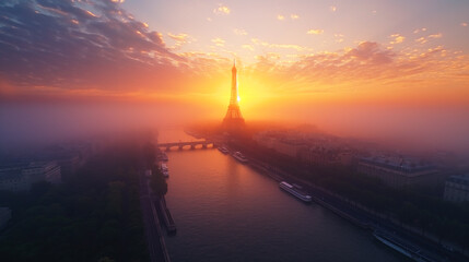 The banks of the river Seine in fancy Paris. - obrazy, fototapety, plakaty