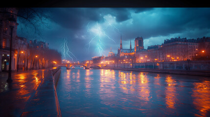 Fototapeta na wymiar The banks of the river Seine in fancy Paris.