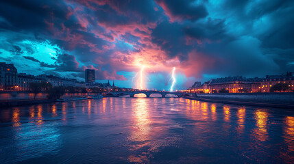 The banks of the river Seine in fancy Paris. - obrazy, fototapety, plakaty