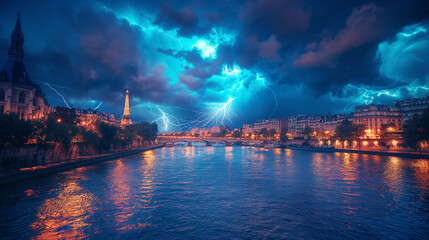 Fototapeta na wymiar The banks of the river Seine in fancy Paris.