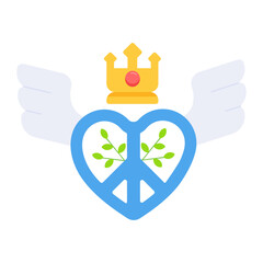 Trendy flat icon depicting peace love 