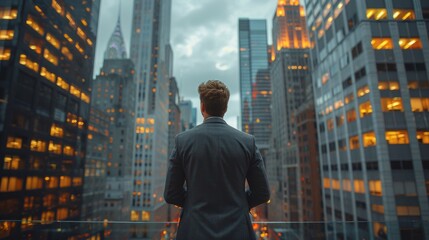 Fototapeta premium Business Leader Contemplating Urban Architectural Feat