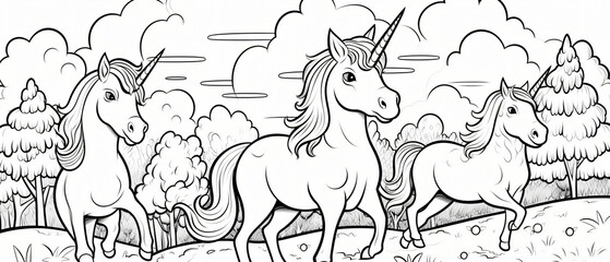 Coloring pages for kids Unicorn coloring pages vector