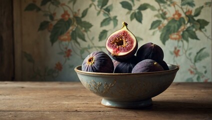 Ripe sweet figs. Healthy Mediterranean fig fruit. - obrazy, fototapety, plakaty