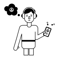 Grab glyph style icon depicting peace music 
