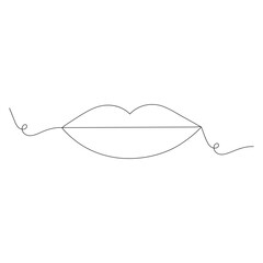 Lips  continuous one line drawing of kissing day outline vector illustration
