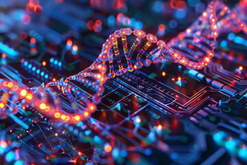 Genetic circuits engineered to perform complex functions in living cells for biocomputing applications. - obrazy, fototapety, plakaty