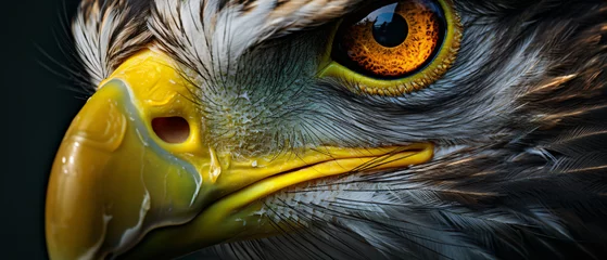 Keuken foto achterwand A close up of an eagles face with a yellow eye © Jafger