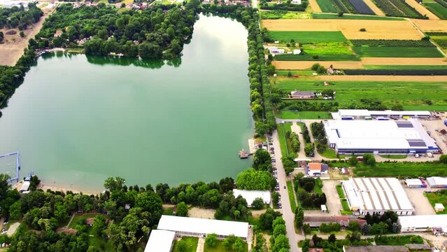 A lake in a town Bela Crkva in Serbia viewed form above
