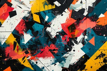 Fototapeta premium Dynamic abstract painting with bold splashes of color and energetic patterns