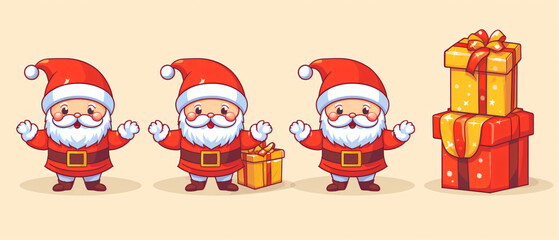 Cute Santa Claus in gift box costume vector cartoon 