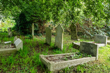 Alter zugewachsener Friedhof in Cornwall 