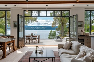 A Oslo fjord view frames a craftsman-style house