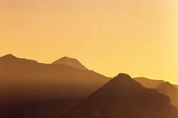 Rocky mountain at a beautiful sunset light