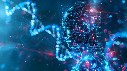 
The Role of Artificial Intelligence (AI) in Genetic Research and Personalized Medicine: DNA Double Helix Integrated with Digital AI Components in Healthcare.