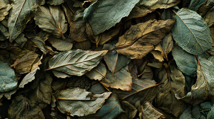 Dried Melissa leaves or mint. Background texture. Close up - obrazy, fototapety, plakaty
