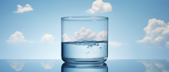 A glass filled with water and a cloud floating in it .