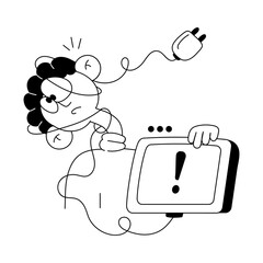 Easy to use doodle mini illustration of site alert 