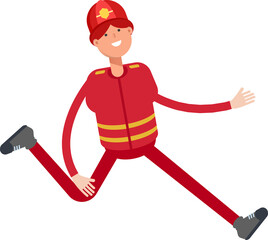 Firefighter Character Running Illustration
