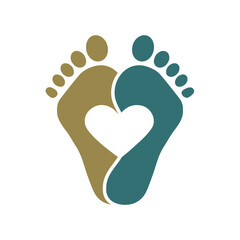 foots with a heart vector on white background