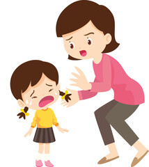 Comforting sad children with parent or teacher