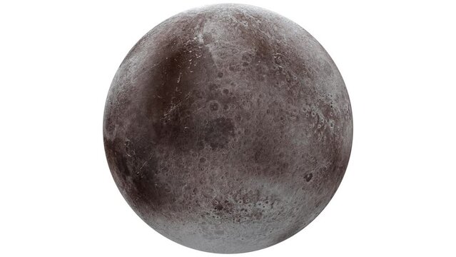 Looping Planet Pluto Rotating 3D animation Ultra HD 4K Alpha channel is included