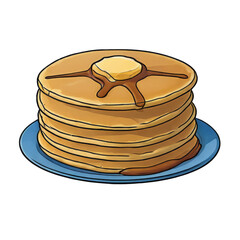 Pancakes Hand Drawn Cartoon Style Illustration