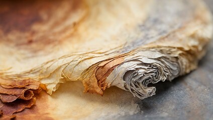 A vintage background image of an old parchment paper with rough torn edges and an aged surface - obrazy, fototapety, plakaty