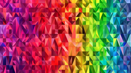 Abstract rainbow background consisting of colored triangles. 