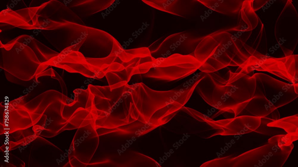 Aufkleber abstract digital animation of red colored clouds moving on fluid black background