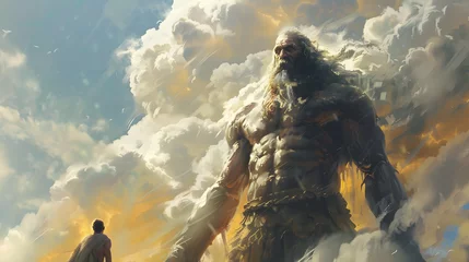 Fotobehang Goliath, as depicted in the biblical narrative, stands as a formidable giant among men, a figure of awe-inspiring stature and strength. Towering head and shoulders above the average man. © Brian