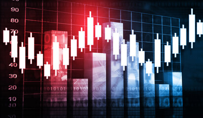 Stock market investment trading graph and candlestick .chart.financial investment concept. 3d illustration.