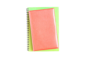 Blank open memory pink and green notebook isolated