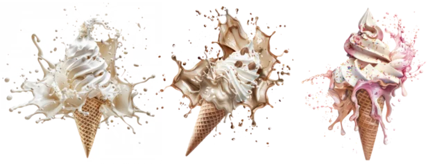 Foto auf Alu-Dibond Set of delicious ice cream explosion, isolated on transparent background. © Zhayyyn Imagine