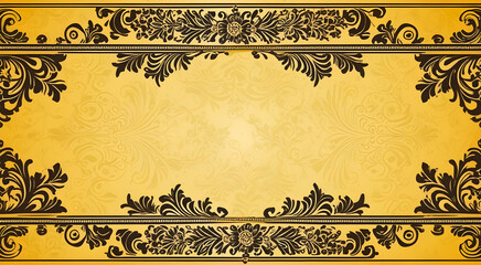 vintage yellow floral background with ornament. flyer, poster, cover, banner, design, wedding card, design and decoration, 